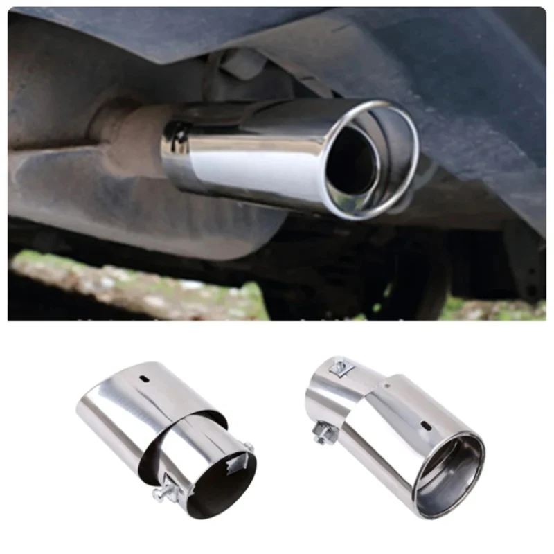 Universal Car Rear Round Exhaust Pipe Tail Muffler Tip Chrome Stainless Steel Automobile Muffler Tip Replacement Car Accessories