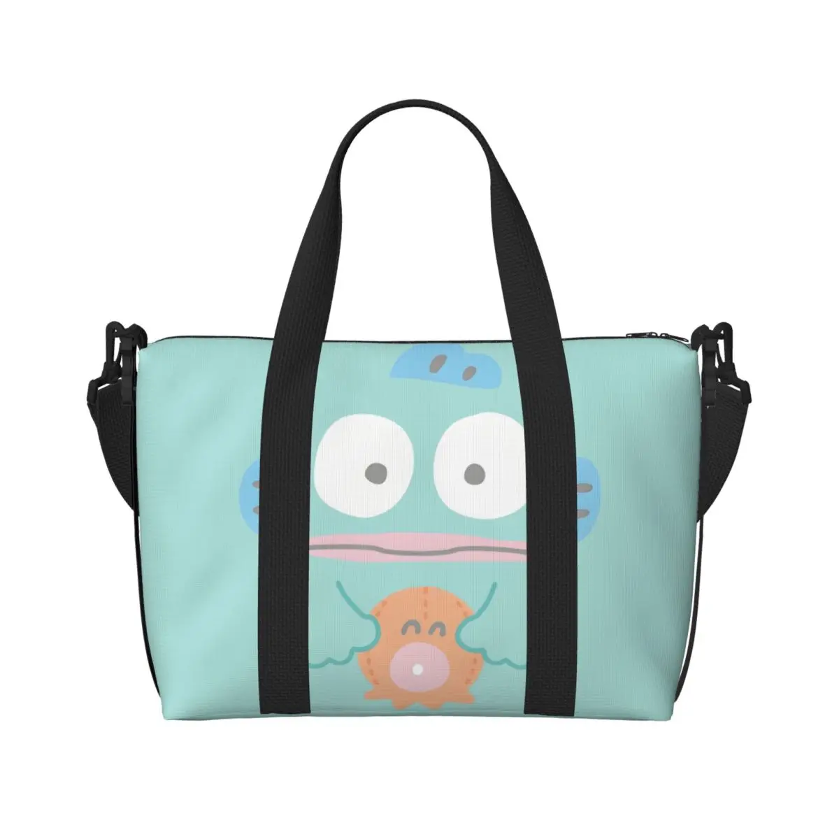 

Custom Kawaii Hangyodon Large Tote Bag Women Clown Fish Cartoon Shoulder Shopping Gym Beach Travel Bag