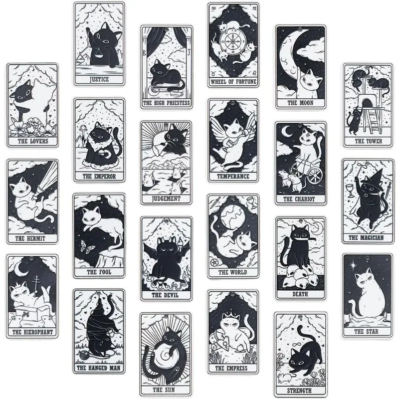 

22 Style Tarot Card Design Pendant Charm Decorations Acrylic Cat Theme Earring Necklace Pendants Tibetan Style Bacelet DIY Craft