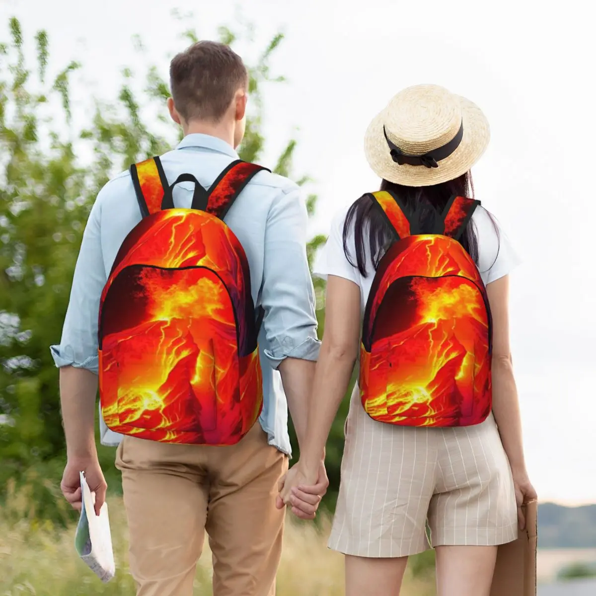 Volcano In The Snow Student Backpack School Bag Hiking Travel Daypack for Men Women Bookbag Shoulder Bags
