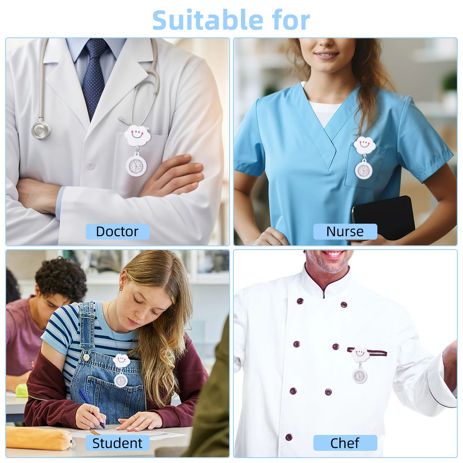 1 шт., карманные женские модные часы для медсестер, часы для медсестер для женщин, медицинский персонал, рабочее использование, модные подвесные часы-брелок