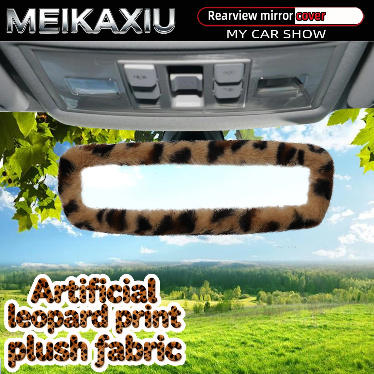 Rosa-Brauner Kunstfell-Plüsch Rückspiegelbezug Elastisches Auto-Innendekor-Accessoire für Frauen Neuer Stil – Detail 7