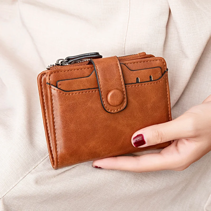 

Western PU Leather Girl Student Multi Card Slots Wallet Large Capacity Hasp Zipper Short Coin Purse for Girls