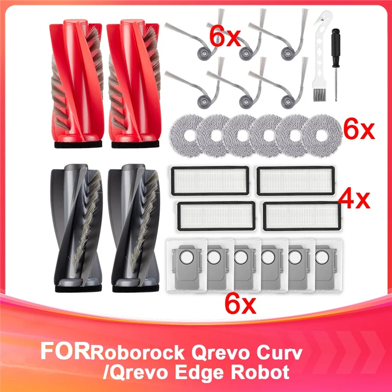 

TCF-аксессуар для робота-пылесоса Roborock Qrevo Curv/Qrevo Edge, сменные основные щетки, мешки для пыли, подушечки для швабры, фильтры