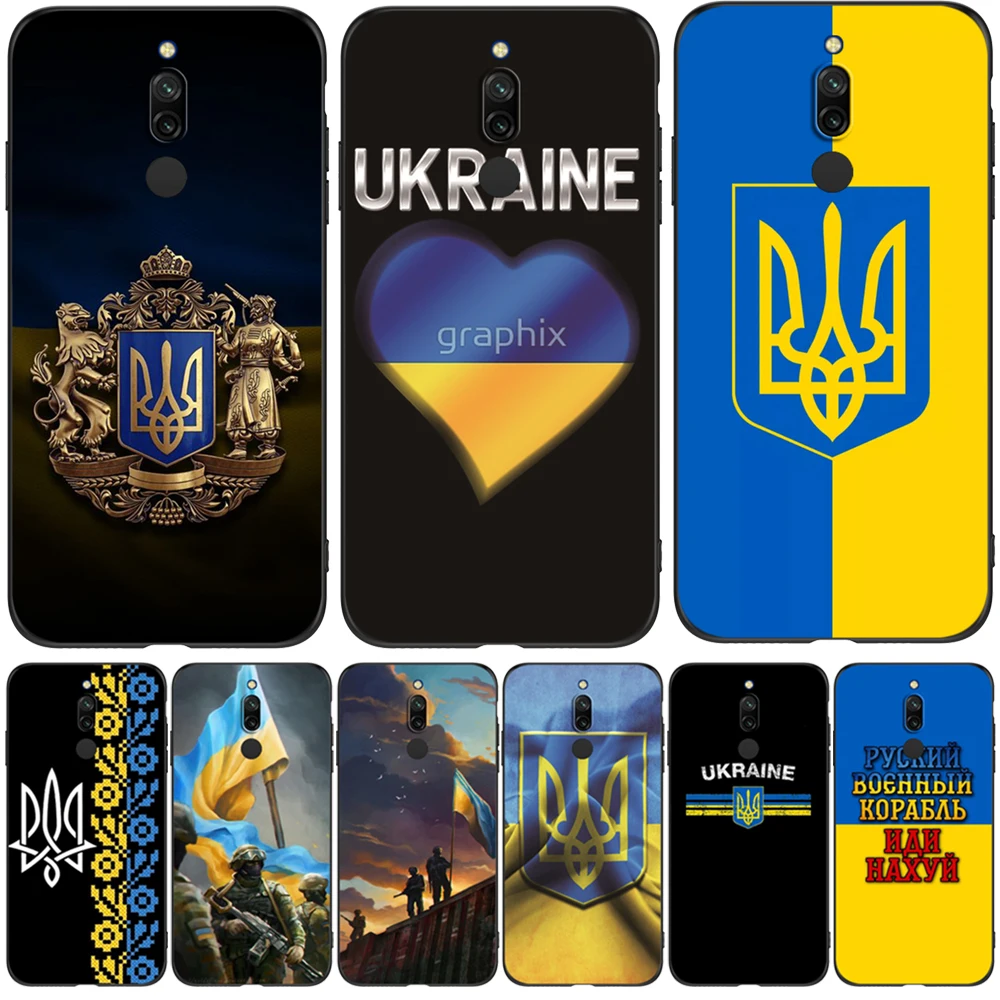 For xiaomi redmi 8 case phone back cover For redmi 8 bumper hongmi 8 shell bag redmi8 black tpu case love ukraine flag