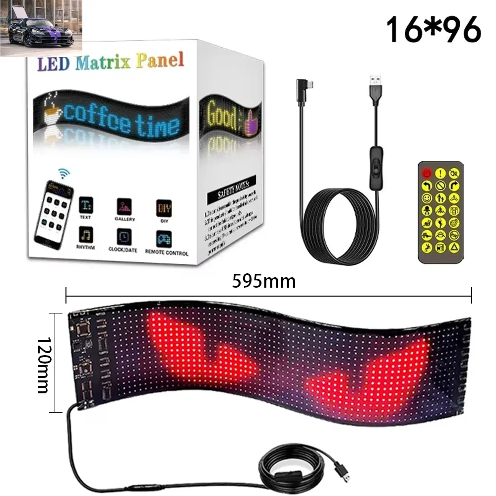 Pantalla Led de ojo de camión, señal de coche, Panel de matriz Led de animación, Control por aplicación Bluetooth, pantalla Flexible programable, luz Led para coche