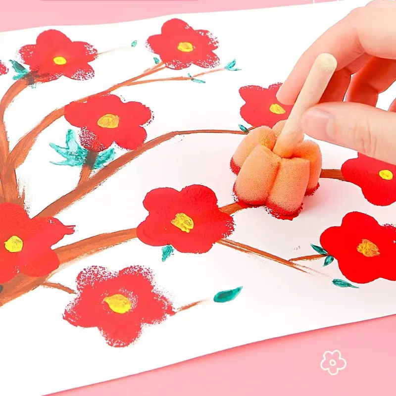 Kinderen Tekenspeelgoed Schilderen Spons Paddestoel Hoofd Geometrisch Patroon Afdichting Ouder-kind interactie Brain-boosting Speelgoed TMZ