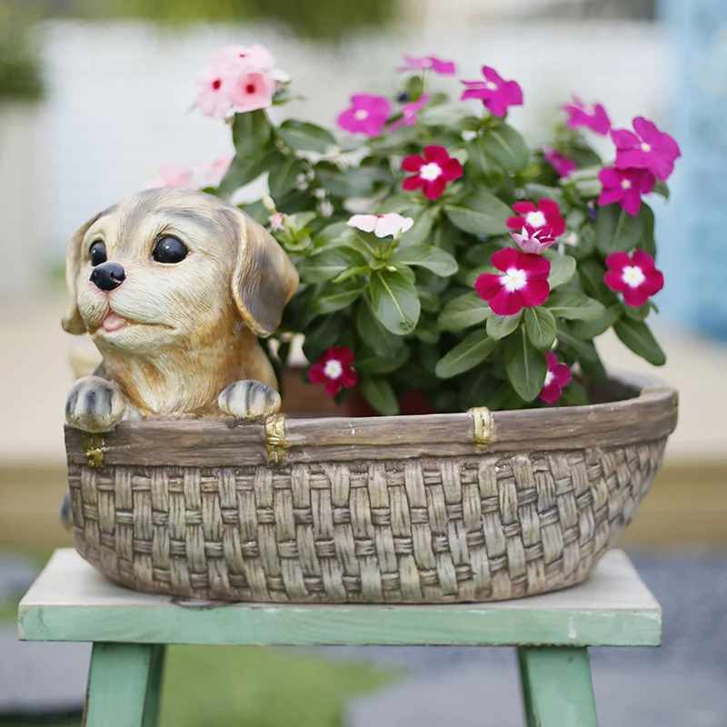 الحيوانات الأليفة القط والكلب محاكاة الحيوان الإبداعية اناء للزهور حديقة عصارية شرفة ترتيب الحلي الزخرفية حديقة النسيج ص