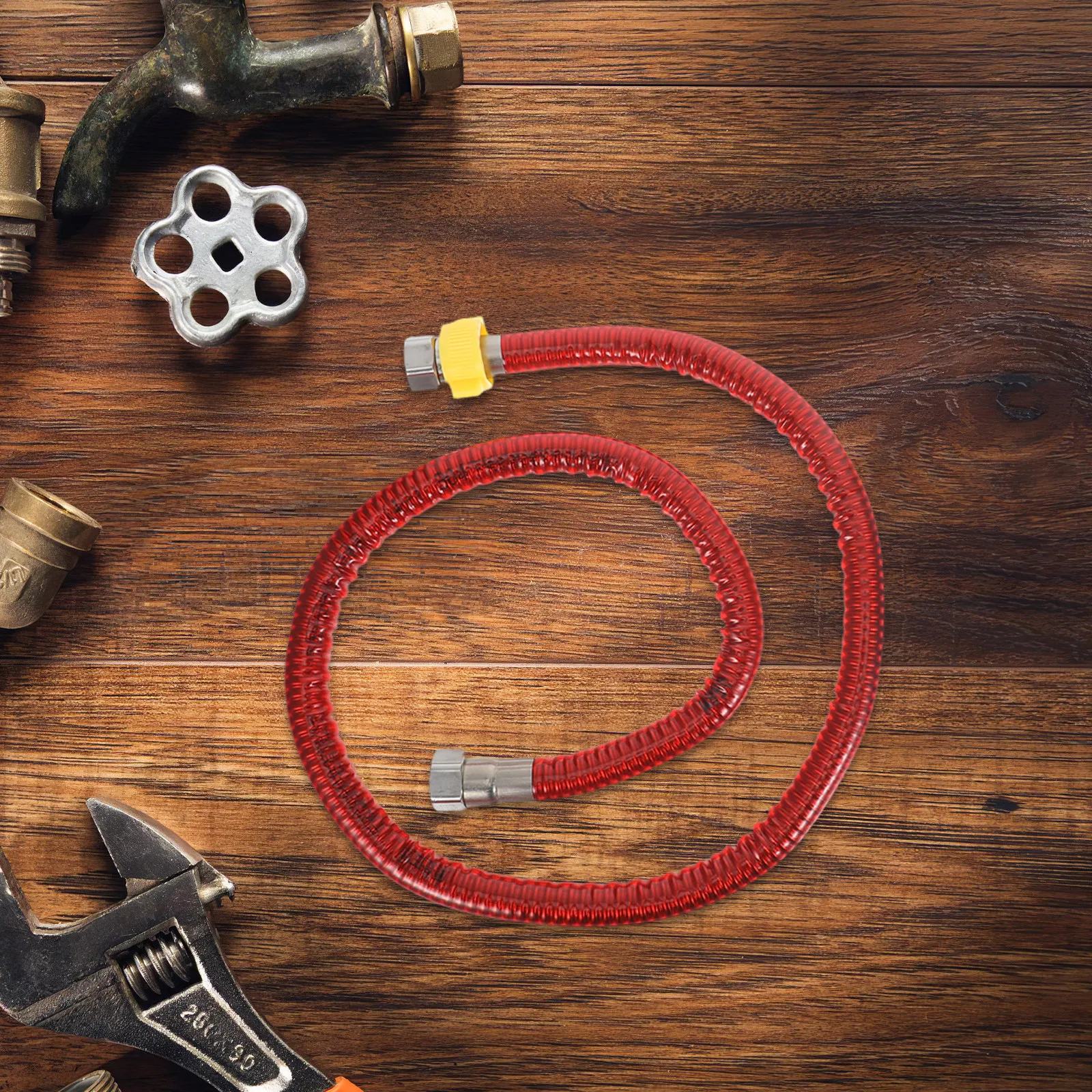 Corrugated Stainless Water Line Blue and Red Hoses Heavy Duty Connector Flexible Plumbing Heater Inlet Cold