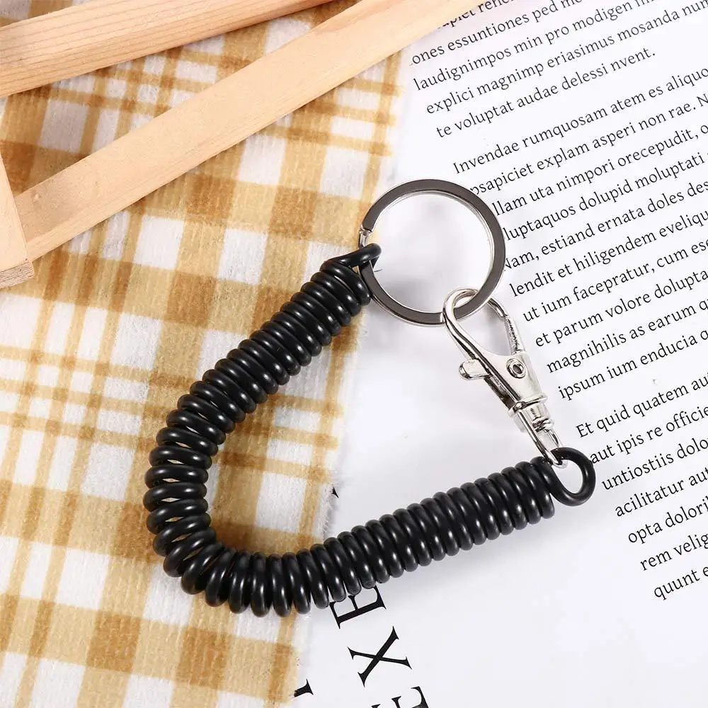 

Gear Spring Lanyard Anti-lost Wrist Coil Retractable Spring Rope Key Ring Key Cord Clasp Spiral Stretch Keychain Elastic Ropes