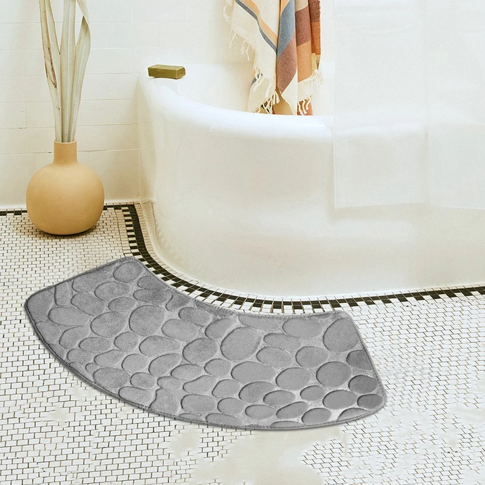 Curved Shower Mat Washable Curved  Non Slip Bathroom Anti Slip Mat For Shower Laundry Room Living Room Tub Bathroom Mat