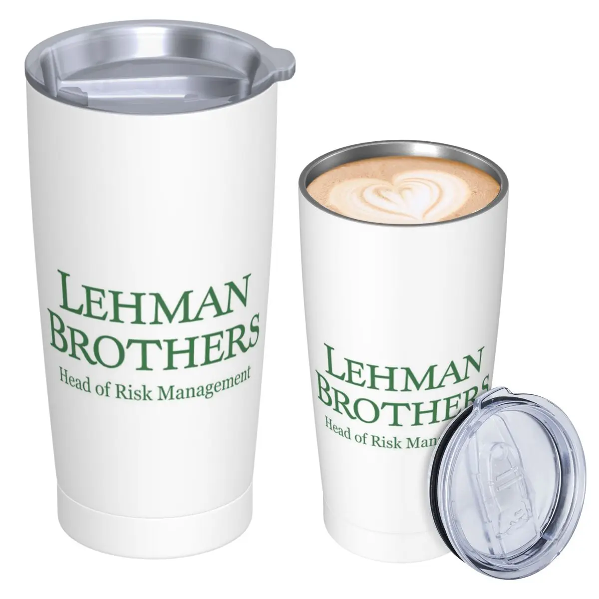 Lehman Brothers Risk Management 2008 Fin Stainless Steel Tumbler Vacuum Insulated Mug Thermal Cold Bottle Straw With Lid 20oz