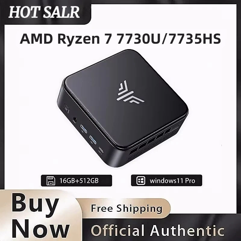AMD Ryzen 7 7735HS Mini PC /7730U Processor 32GB RAM 512GB SSD Gaming Mini Desktop Computer 4K HDMI DP Type-C WiFi 6 BT5.2