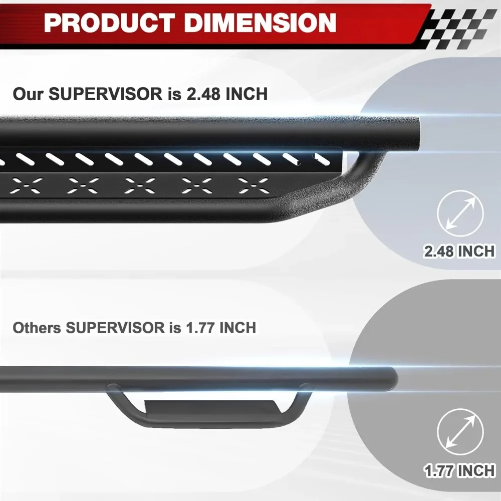 لوحات الجري ذات خطوتين مرتفعتين متوافقة مع 2022-2025 Toyota Tundra Crew Max مع 4 أبواب كاملة الحجم