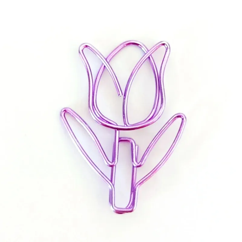 Clips de papel de tulipán, marcapáginas Kawaii para cuaderno planificador, papelería coreana, Clips para fotos, suministros de oficina, carpeta marcapáginas, 10 Uds.