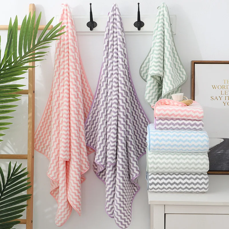 

Striped Pattern Towel Set Soft Face Towel Bath Towel Quick Drying Absorbent Towels For Bathroom