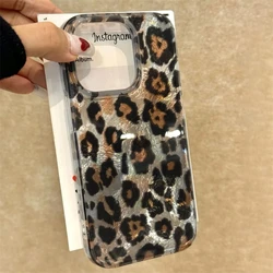 INS Korean Leopard Print Phone Case for Samsung Galaxy S25 S24 S23 S22 S21 FE Ultra Plus 4G 5G Feather Texture Back Cover