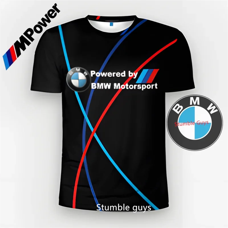 

New Summer BMW Men's Short Sleeve T-shirt Fashion Brand Car Clothes Kids Sports Motorcycle Racing Urban Wear