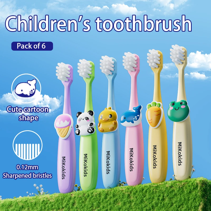 6 قطع فرشاة أسنان فائقة النعومة للأطفال - فرشاة تدريب للأطفال الصغار من عمر 3 إلى 12 سنة - أدوات العناية بالفم على شكل حيوان حيوانات كرتونية لطيفة 2025 #1