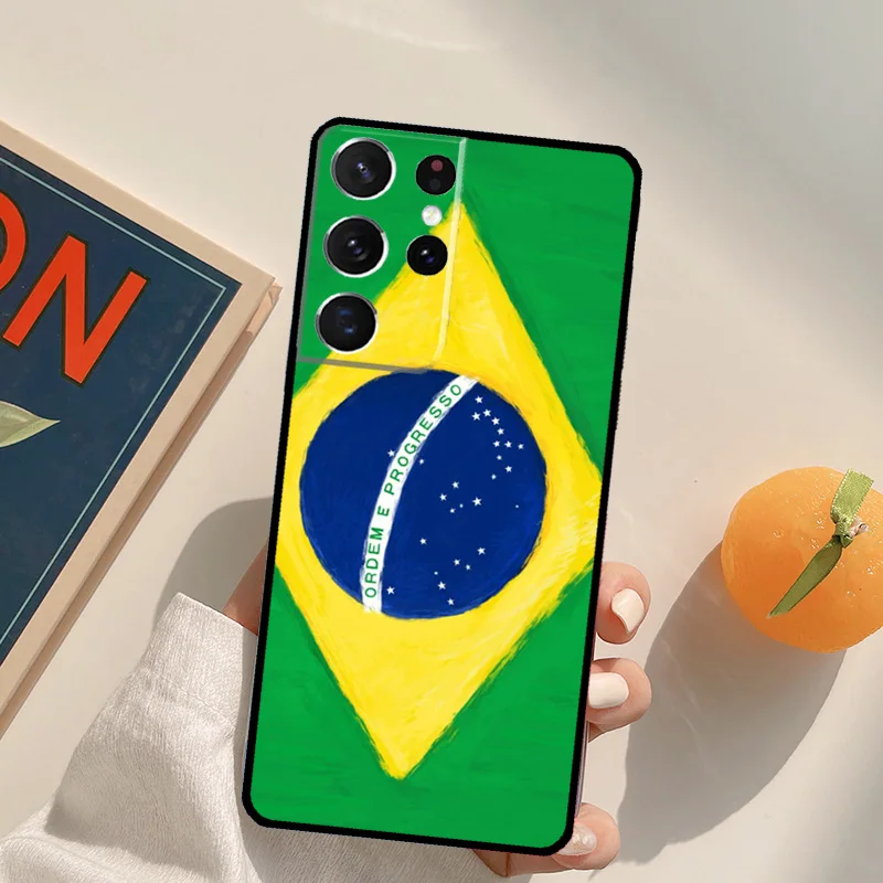 Custodia con bandiera brasiliana brasiliana per Samsung S22 S23 Ultra S8 S9 S10 S10e Note 10 Plus Note 20 Ultra S21 S20 FE Cover