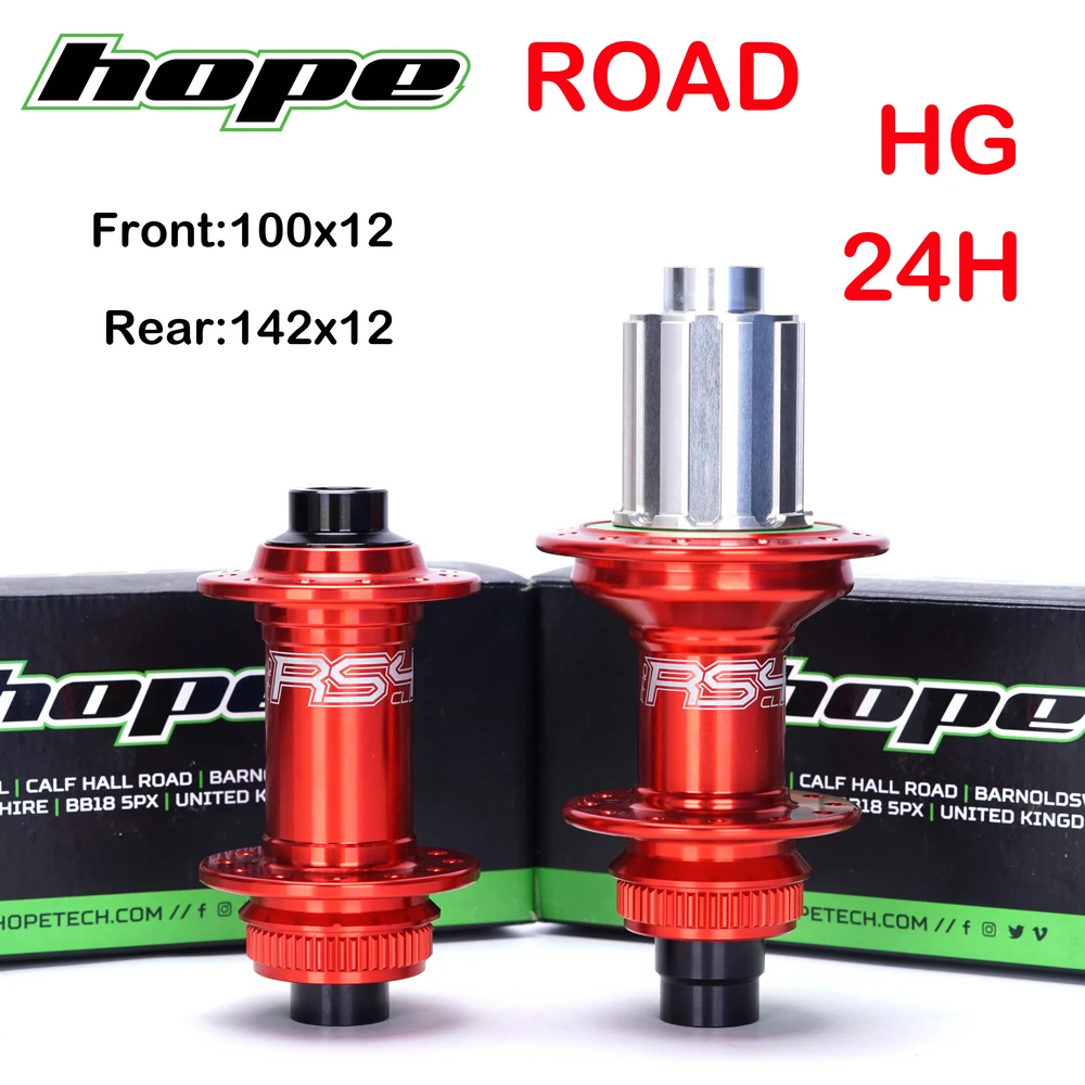 Hope Tech-RS4 Rear Centerlock CX, Road Hub, 142x12, 100x12mm, Road Gravel Front Hub, 24/28 Holes