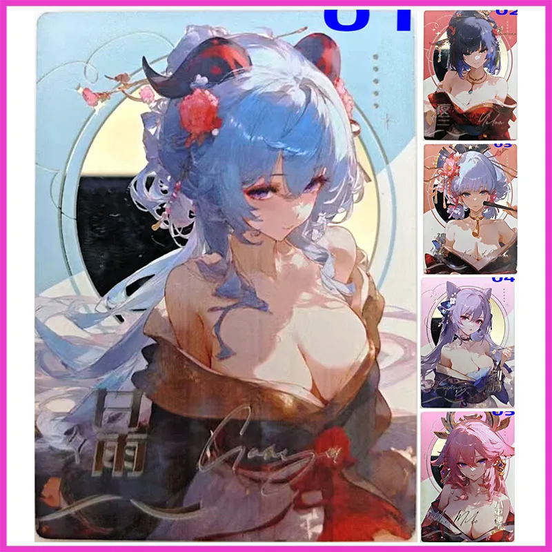 

Anime Goddess Story Rare Mirror Collectible Cards Ganyu Kamisato Ayaka Yelan Keqing Yae Miko Toys for boys Birthday Present