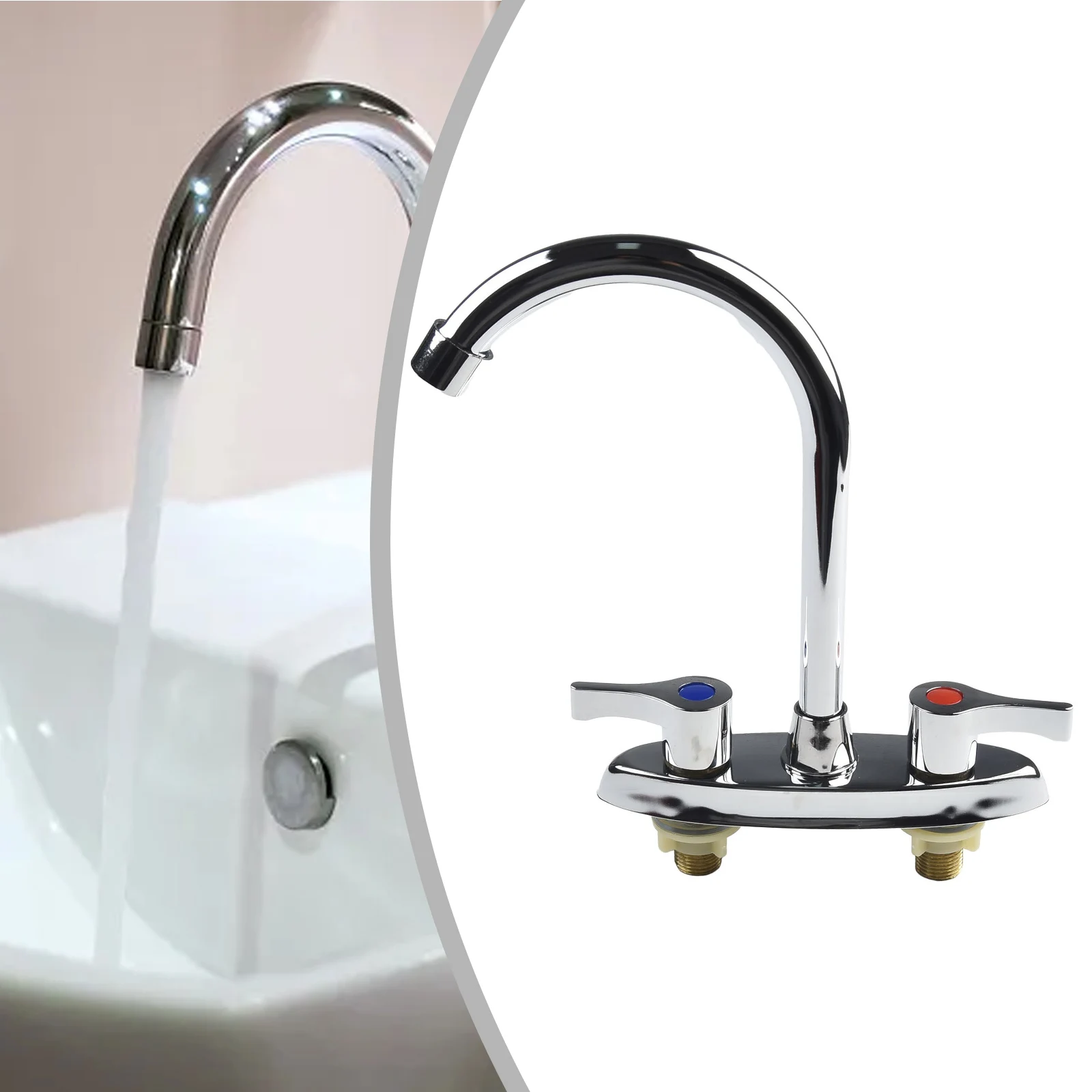 Basin Sink Mixer Tap Elegant Shape Brass Rotary Easy Installation Silver Bathroom Sinks Convenient And Practical