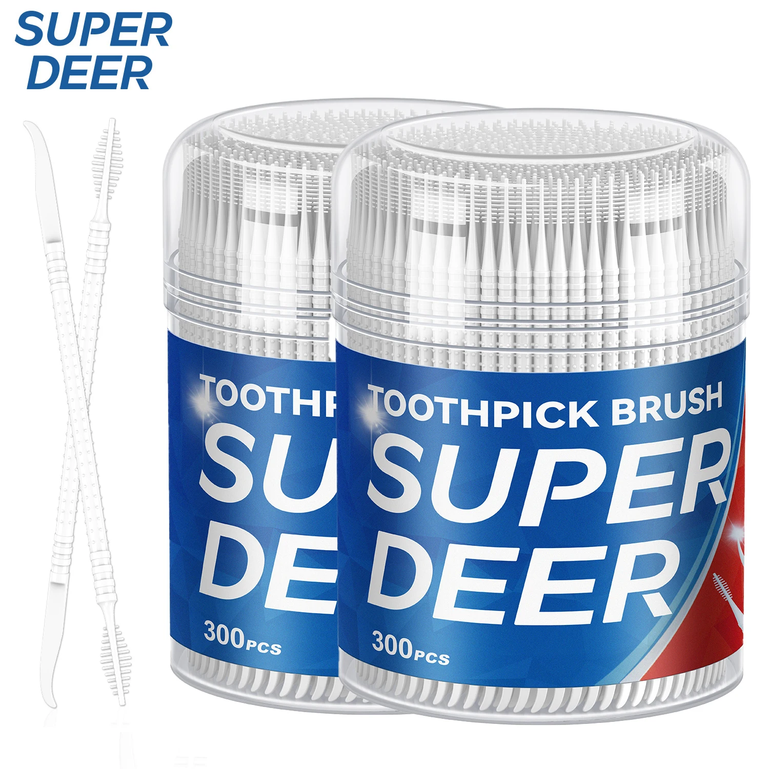 300Pcs Double-Headed Flosser Toothpicks Disposable Interdental Brush Dental Floss Pick Oral Cleaning Hygiene Teeth Care Sticks
