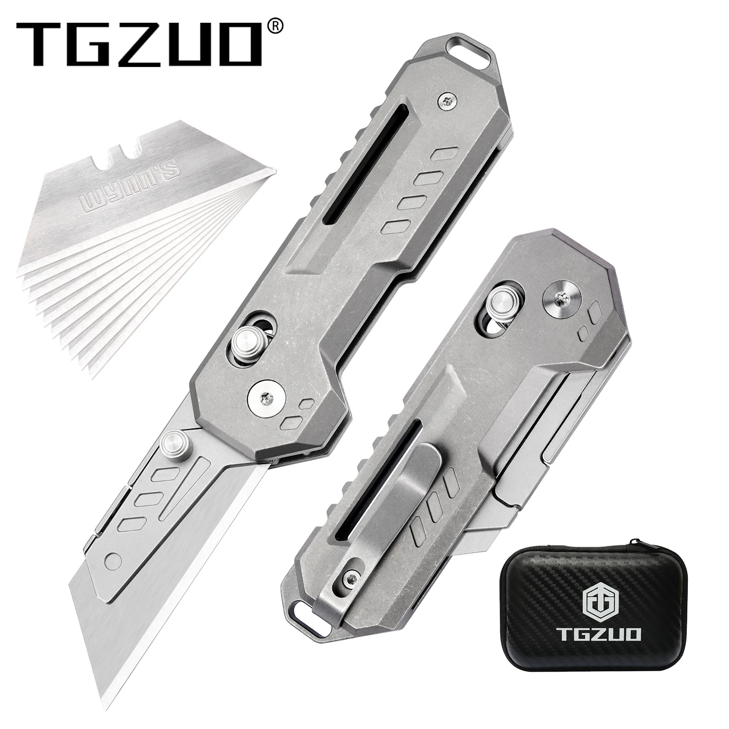 

Складной титановый нож TGZUO, карманный нож EDC с клипсой, легкий нож для вскрытия коробок с 10 сменными лезвиями, нож для использования на открытом воздухе