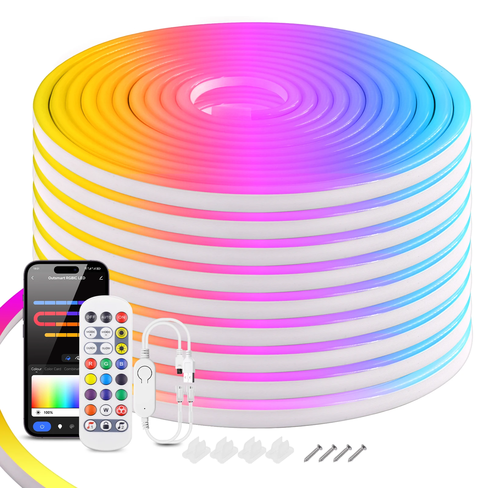 10M TUYA WiFi Neon RGBIC Strip Light 5V USB WS2812B Adresowalne oświetlenie wstążkowe Współpracuje z domem Alexa Google Dream Color