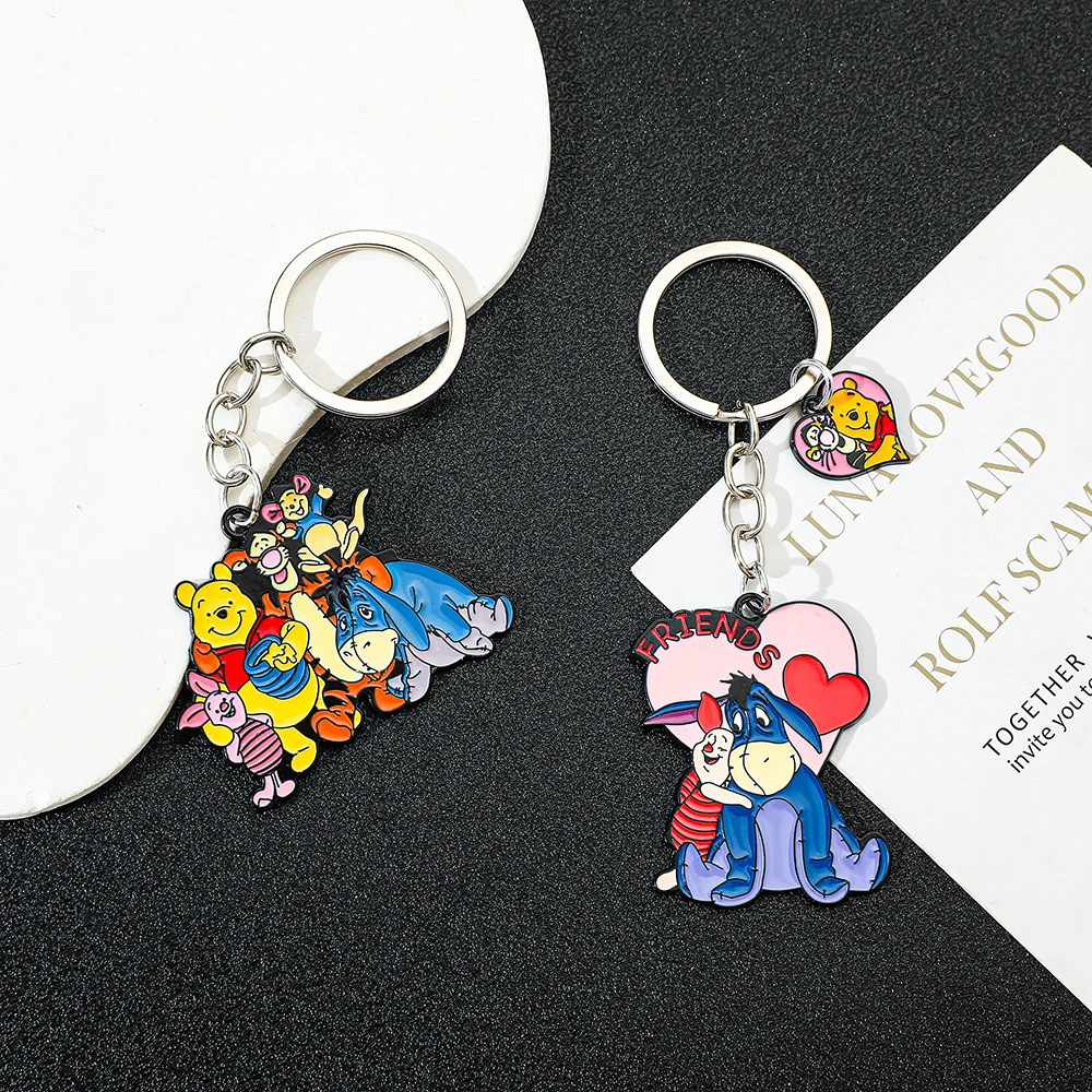 ديزني بوه الدب تيجر المفاتيح الكرتون خنزير صغير Eeyore Keyrings لأفضل الأصدقاء على ظهره اكسسوارات الهدايا