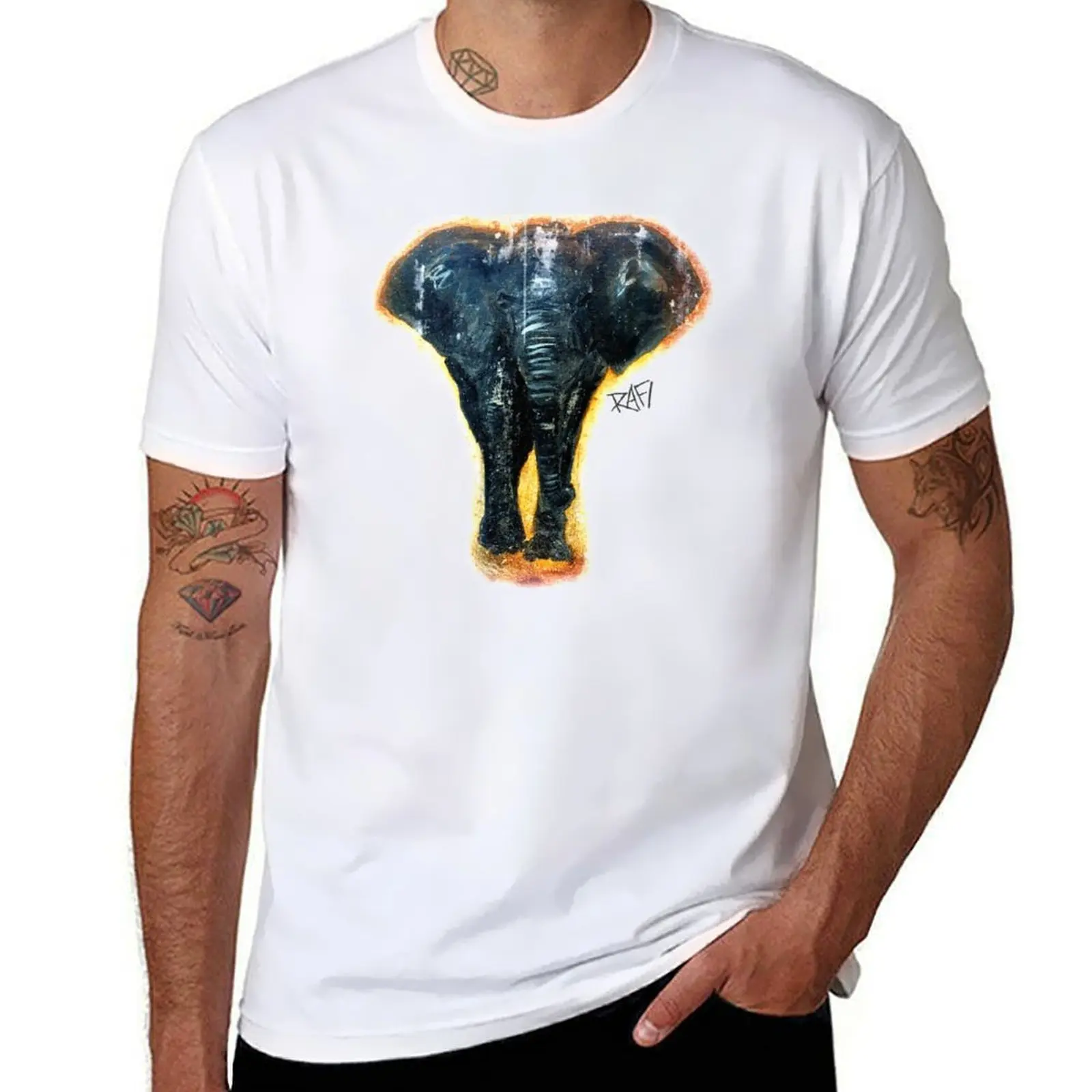 

Antique Elephant Design By Rafi Perez T-Shirt t shirts for man graphic tees funny t shirts cotton T-Shirt