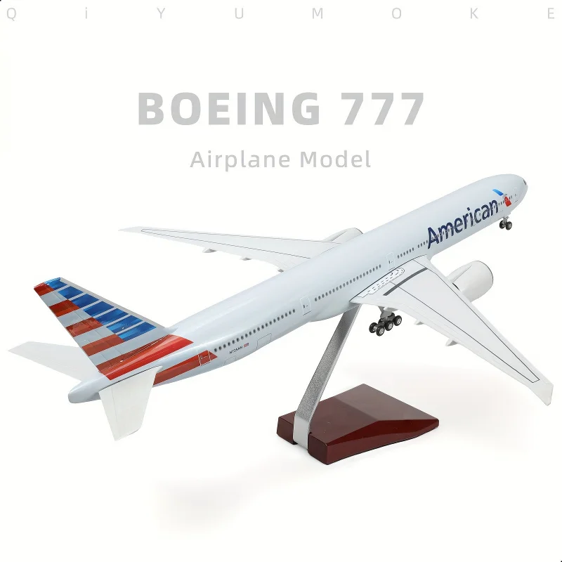 مجموعة نماذج Diecast كبيرة الحجم مقاس 18.5 بوصة من Boeing 777-300ER - مفصلة للغاية وقابلة للجمع مع حامل وميزات واقعية - مثالية f #4