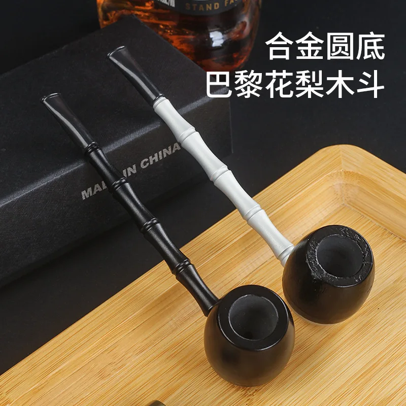 

Brazilian Rosewood Popeye Straight Pipe Solid Wood Alloy Spliced Pipe Portable Men's Dry Tobacco Bag Pot