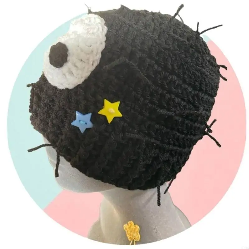 

Big Eye Hat Handmade Star Decorated Devil Hat for Women Party 6XDA