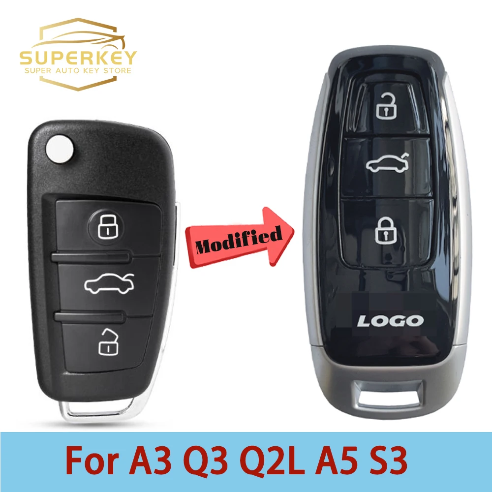 SUPERKEY Modify For Audi New Style Keyless Smart Car Key Shell Case For 2008 2009 2011 2013 2014 Audi A3 Q3 Q2L A5 S3