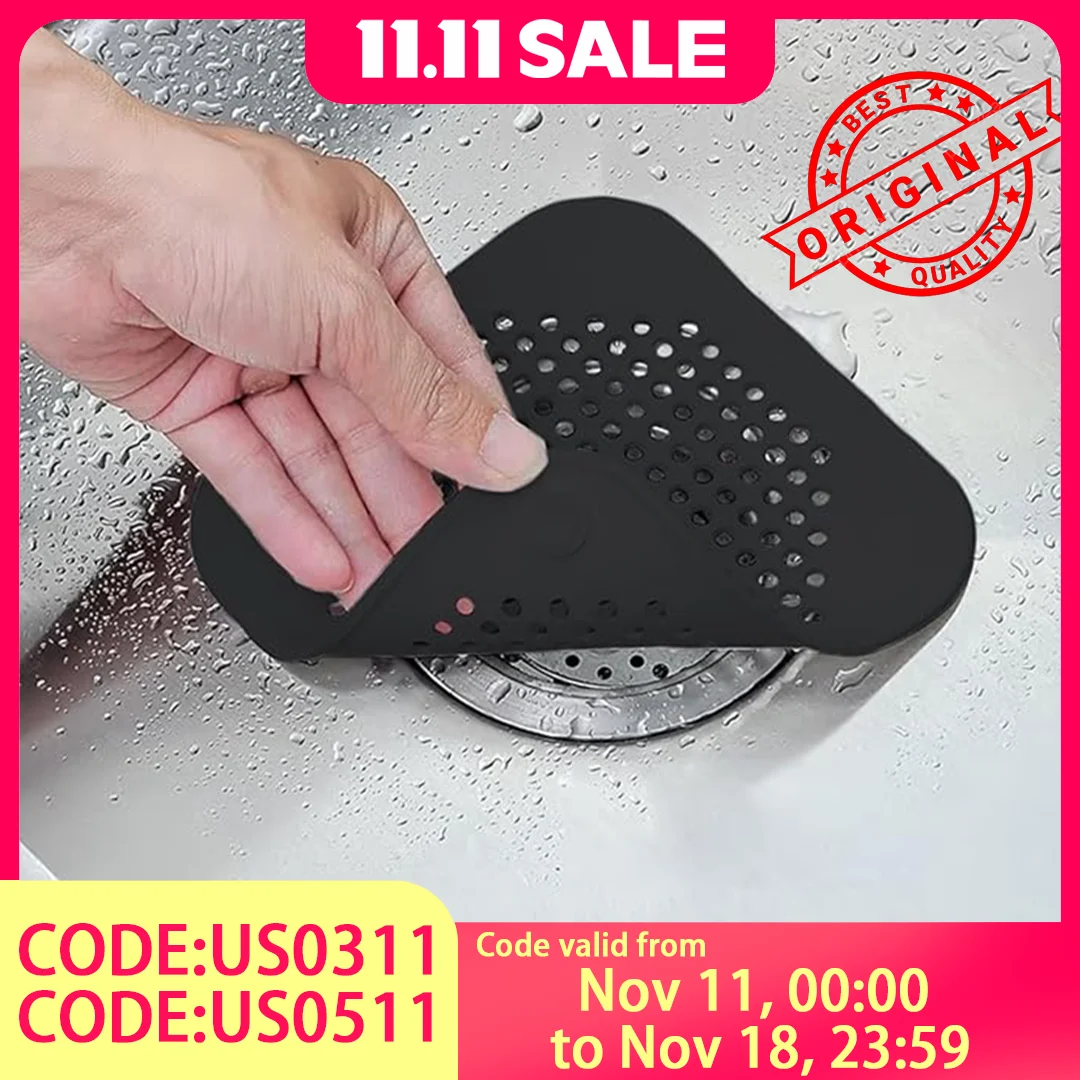 

Silicone Sink & Shower Drain Covers 3-Pack - Hair Catcher, Odor Block, Universal Fit for Bathroom, Kitchen, Tub, Easy Clean, Reu