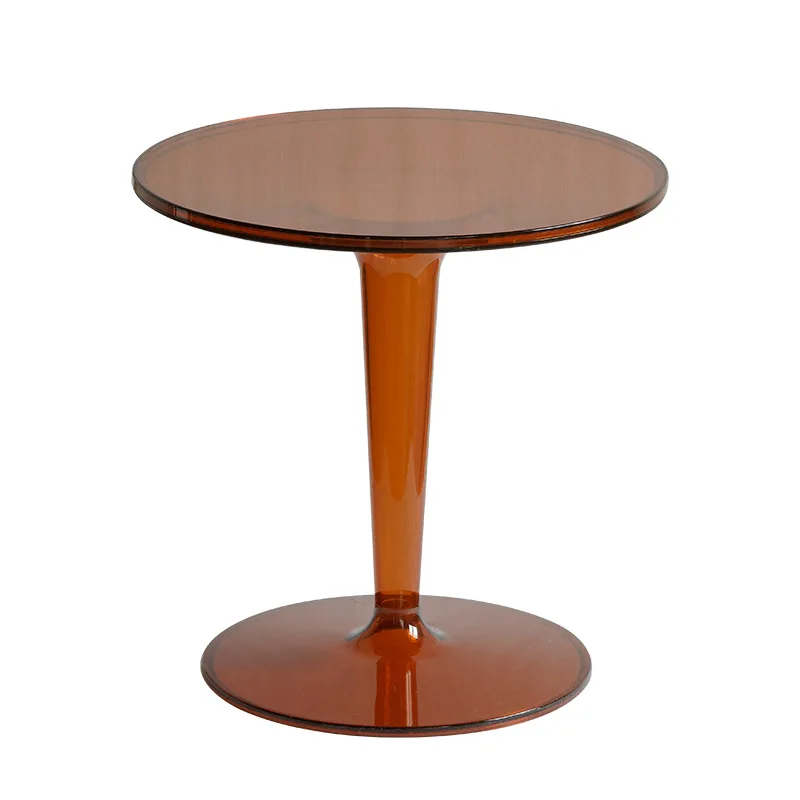 

Nordic transparent coffee table, household round sofa side table, modern simple corner table in the living room