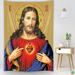 Icon of Christ Tapestry Jesus Manger Wall Decoration Christian Believers Wise Men Wall Hanging For Room Decor Easter Christmas