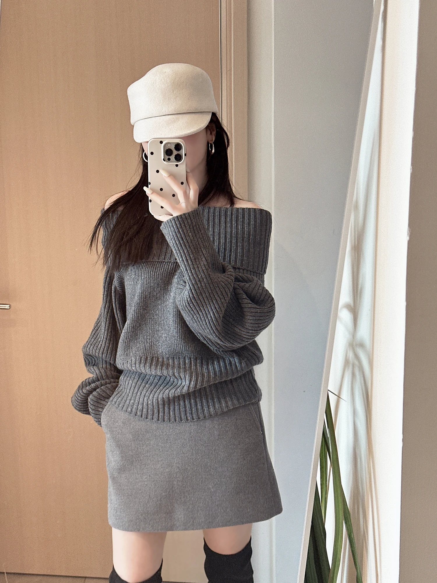 

Осенне-зимняя юбка трапециевидной формы Pure Desire с шерстяным материалом, облегающая юбка с высокой талией для женщин