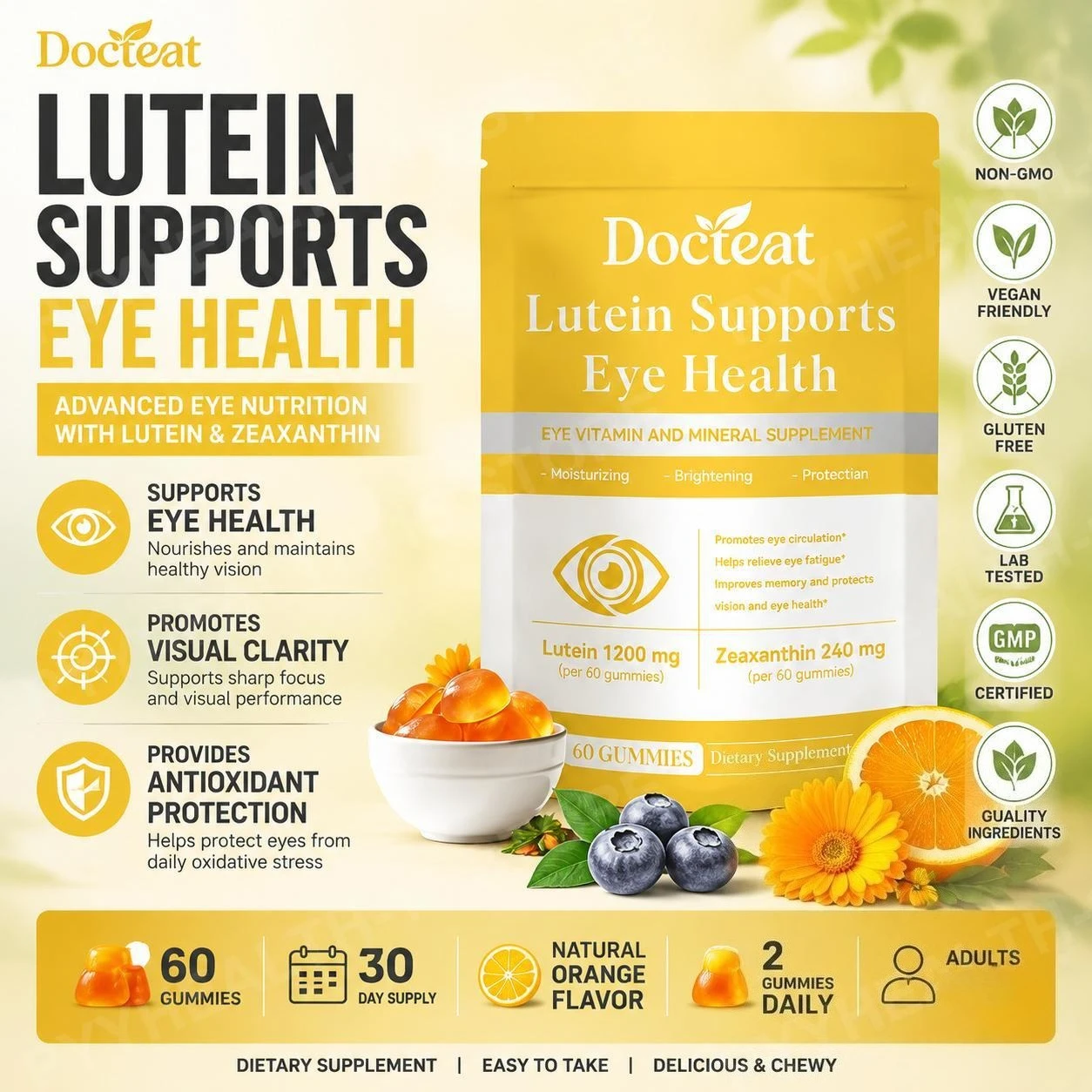 Lutein Lutein Zeaxanthin Astaxanthin Gummies 60 Count, Eye Vitamin Mineral Supplement with Vitamin C E Zinc for Daily Wellness Adults - Aliexpress Deal