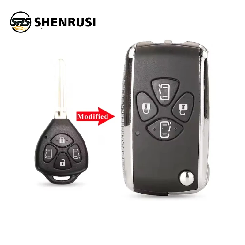 

Модифицированный корпус флип-ключа с 3/4-кнопками для Toyota Alphard Corolla RAV4 Yaris Prado Camry Crown Avalon, обновленный чехол для удаленного ключа