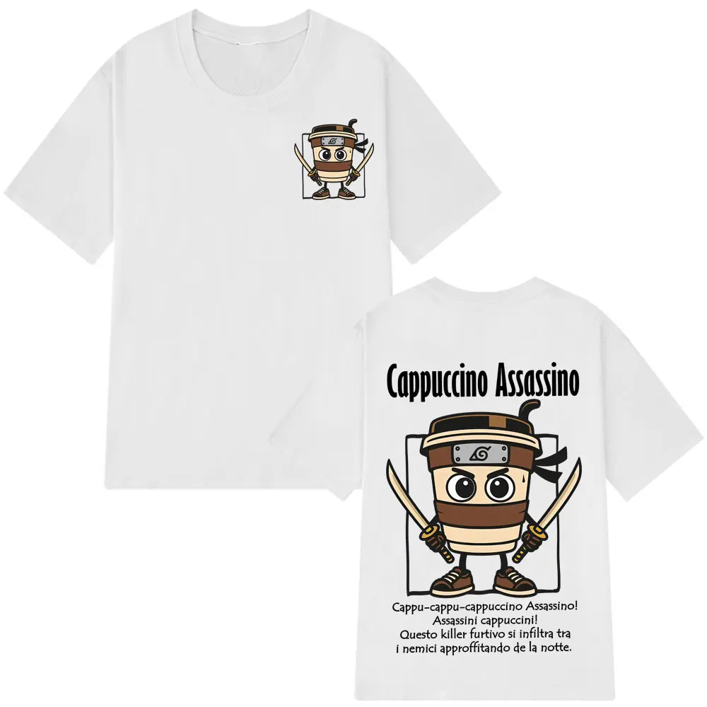 Cappuccino Assassino Moda Italiana Brainrot Meme T-shirt a maniche corte T-shirt larghe e casual T-shirt unisex donna uomo