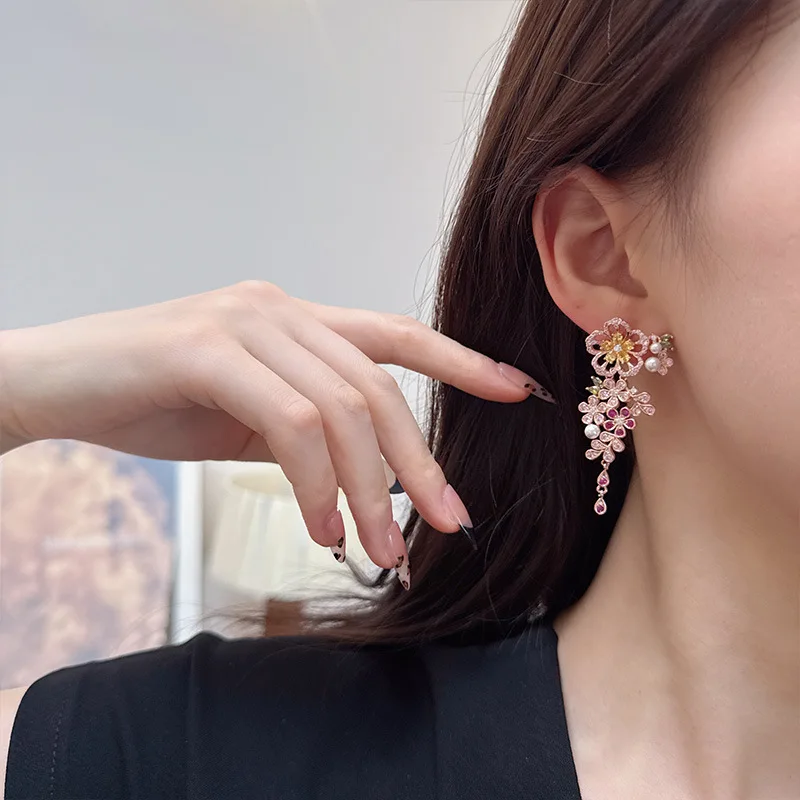 Sparkling Teardrop Tassel Earrings Luxury S925 Silver Posts Hypoallergenic Dangle Earring Bridesmaid Jewelry Accessories