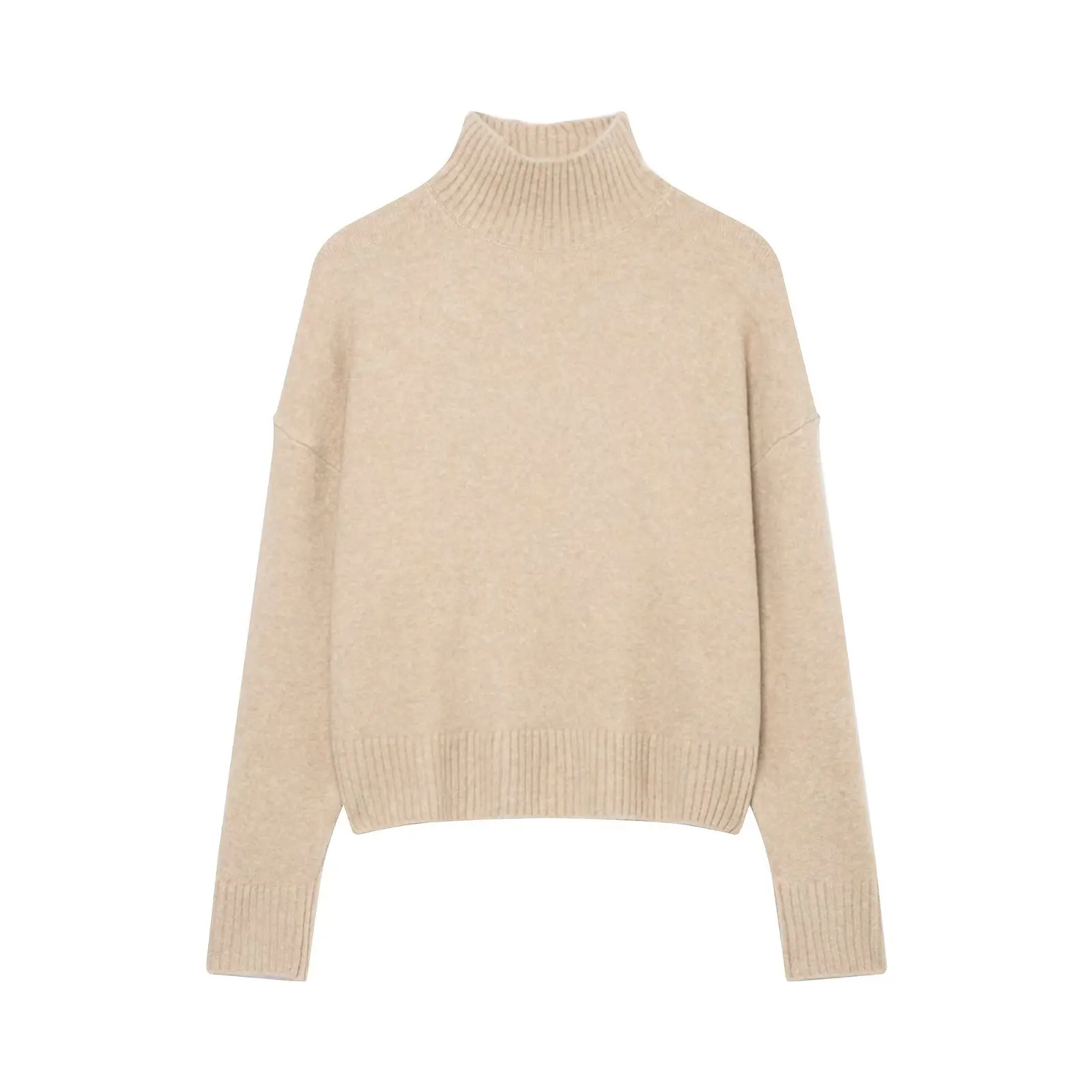 

2025 Мягкий вязаный топ с воротником-стойкой, элегантный, модный, новый стиль, удобная офисная одежда, повседневный, универсальный, винтажный, чувственный Kn