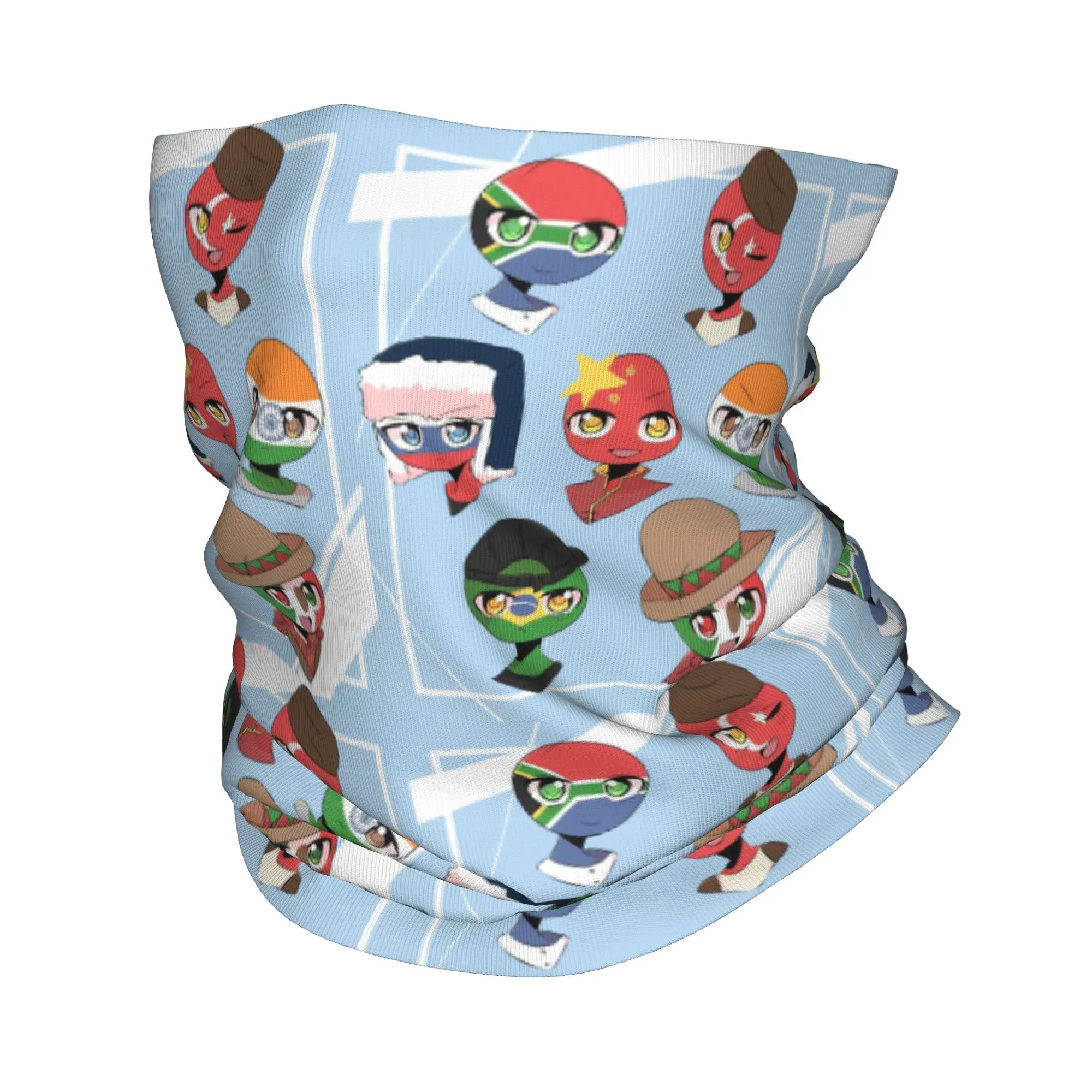 Custom Countryball Cartoons Countries Earth Cute Style Bandana Neck Gaiter for Ski Hunting Men Wrap Scarf  Balaclava Warmer