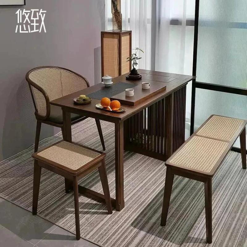 

Youzhi New Chinese Tea Table North American Black Walnut Balcony Tea Table High-end Furniture Reception Tea Room