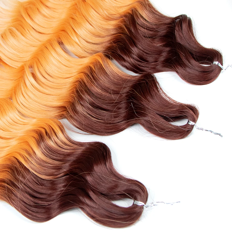 BELLA Anna 24 Inch Synthetic Hair Water Wave Braiding Hair Extensions Ombre Orange Deep Wave Curl Twist Crochet Hair for Women image 5