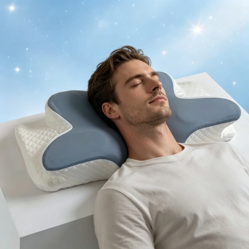 

Slow Rebound Memory Foam Pillow Summer Cold Cooling Butterfly Cervical Pillow for Neck Pain Relief Home Use