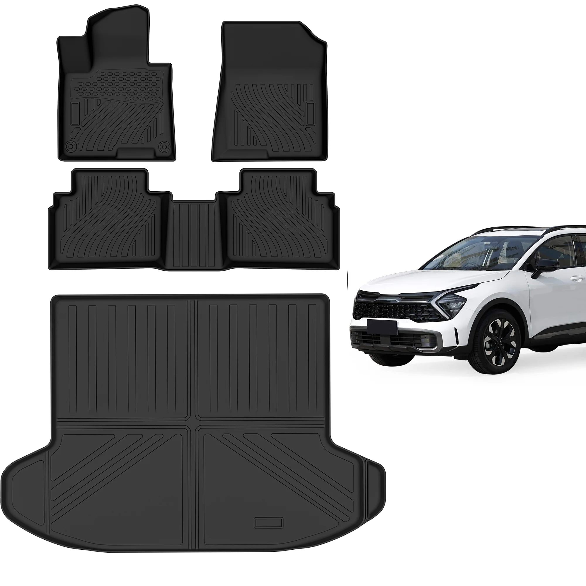 

Kia Sportage 2023 2024 2025 Accessories: Floor Mat 2 Row Liner Set TPE (Fuel Only) Floor Liner & Rear Cargo Mat